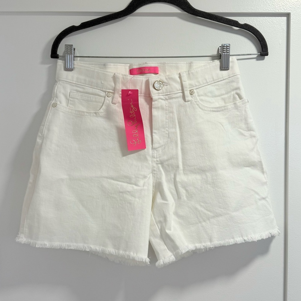NWT Lilly Pulitzer Jennica High Rise Resort White Denim Shorts Size 2 006912